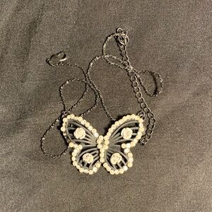 Elegant Black and White Butterfly Necklace